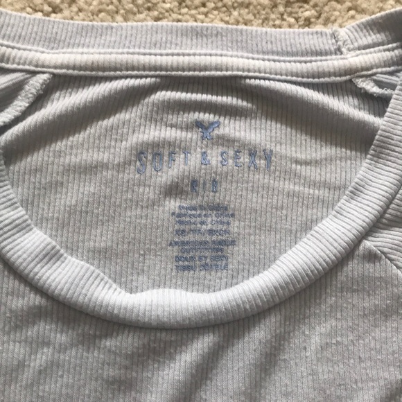 American Eagle Light Blue Ribbed Tee - Picture 2 of 3